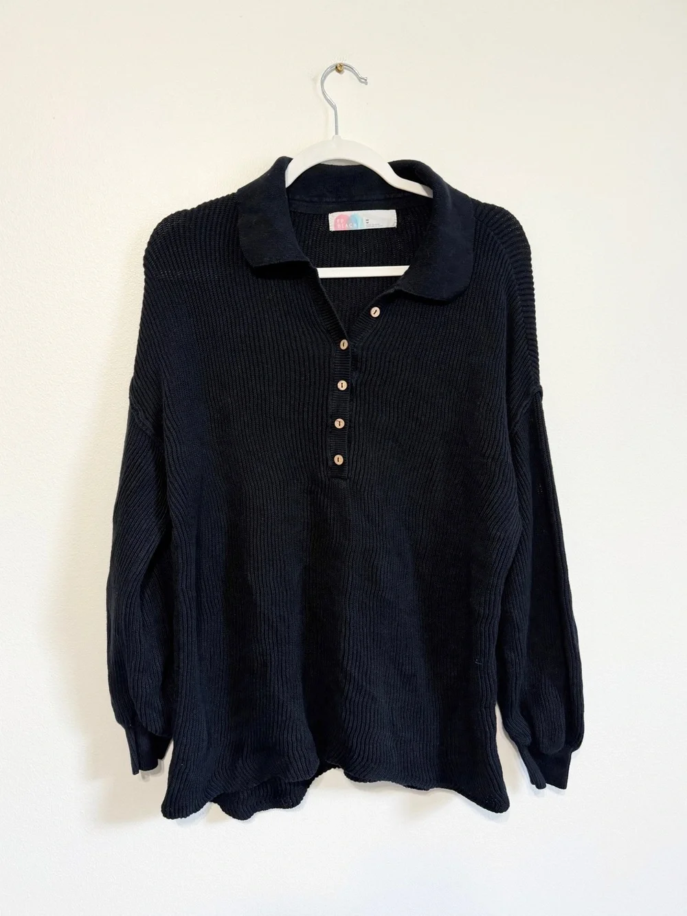 Free People Picnic Sweater Size Medium Black Beach Boho Knit